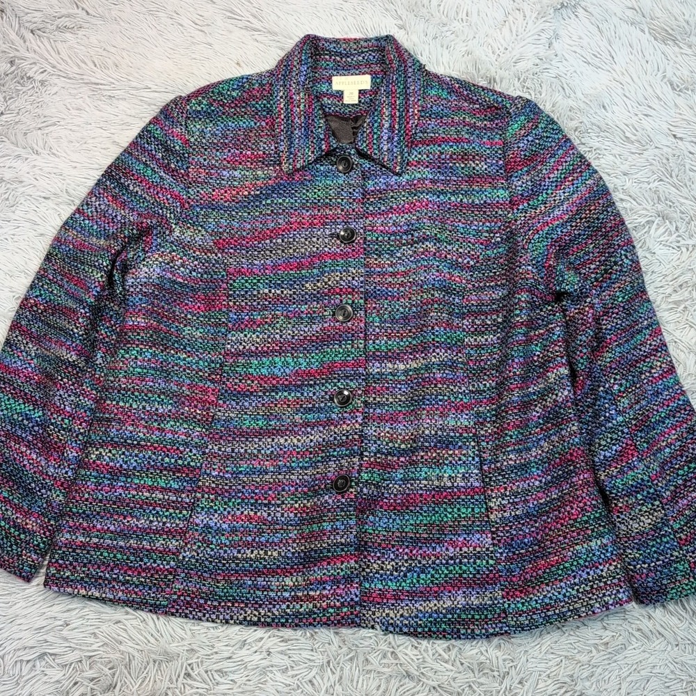 Appleseed's Jacket Womens 20 Wool Blend Coat Faux Pockets Button Up Preppy